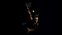 Karolina Muchova dari Republik Ceko melakukan servis di pertandingan Semifinal Tunggal Putri pada hari ke-11 Australia Open 2021 di Melbourne Park di Melbourne, Australia. Getty Images/Cameron Spencer  