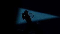 Andrey Rublev dari Rusia melakukan backhand dalam pertandingan Perempatfinal Tunggal Putra pada hari ke-10 Australia Open 2021 di Melbourne Park di Melbourne, Australia. Getty Images/Matt King  