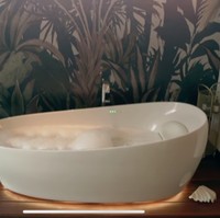 Bathtub hadir dengan lampu LED yang menyala di bagian bawah sehingga semakin mempertegas kemewahannya. Ditengok di situs Toto AS, bathtub bernama Flotation Tub with Zero Dimension ini dijual seharga US$ 25.700 atau sekitar Rp 360 juta. (Foto: Instagram/@Raissa6690)