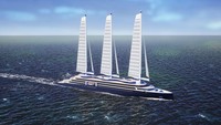 Ketinggiannya memiliki panjang 80 meter, terbuat dari fiberglass dan karbon. Konsep Solid Sail / AeolDrive ini akan mengurangi emisi kapal pesiar hingga 50%, menurut galangan kapal (Foto: Chantiers de lAtlantique/CNN)