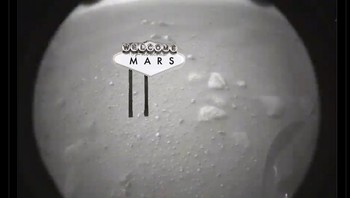 Perseverance disambut dengan reklame neon ala Las Vegas. Foto: Screenshot/Twitter