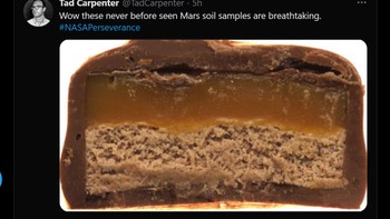 Hmm apa tanah permukaan Mars seenak cokelat ini ya? Foto: Screenshot/Twitter