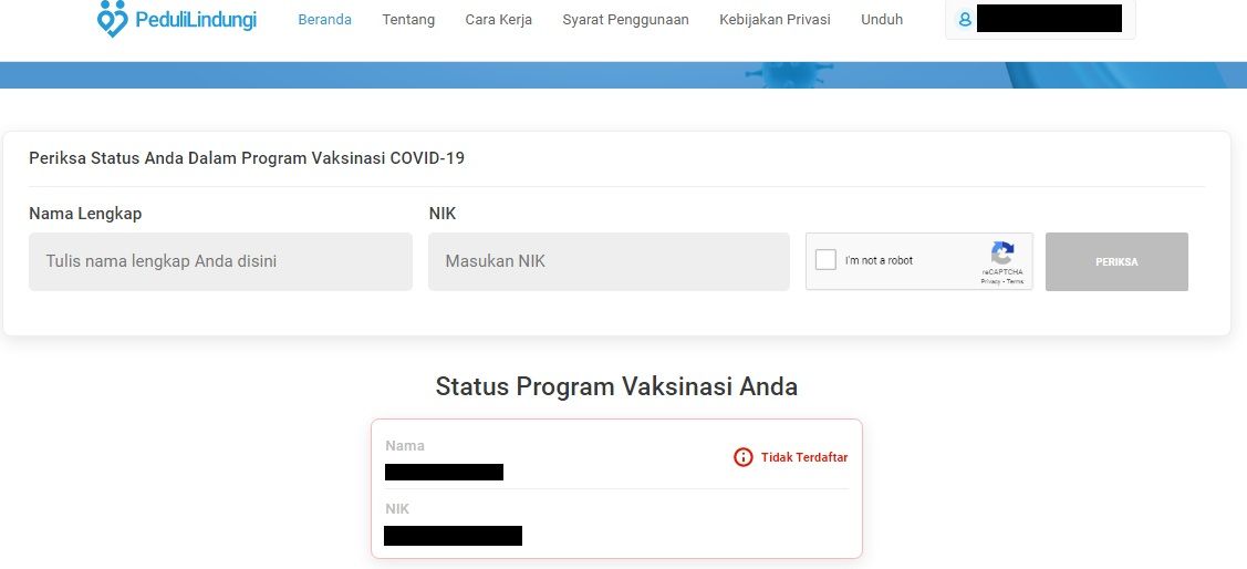 Cara cek penerima vaksin COVID-19 pedulilindungi.id