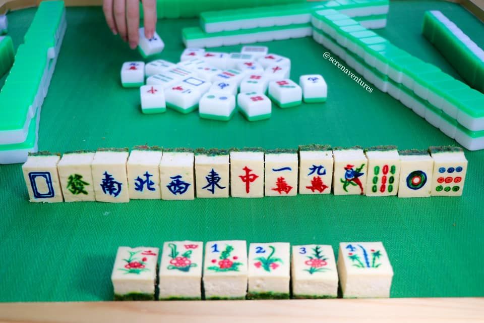 cheesecake berbentuk permainan mahjong