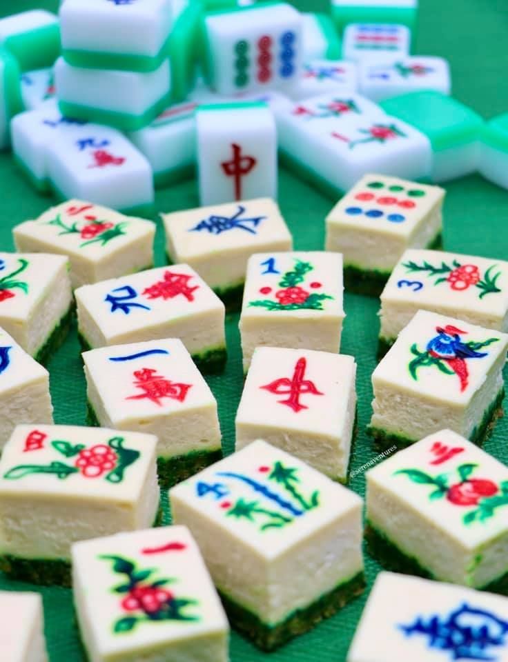 cheesecake berbentuk permainan mahjong