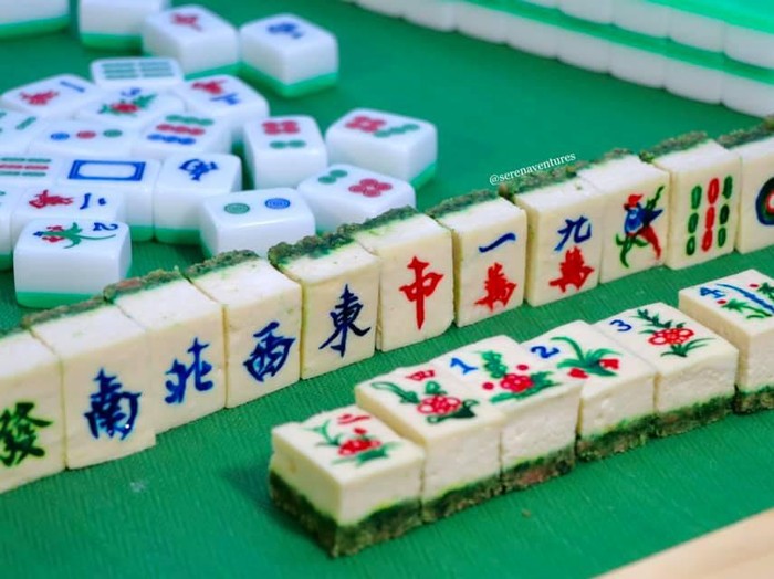 cheesecake berbentuk permainan mahjong