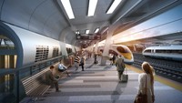 Ini adalah render desain dari peron stasiun kereta cepat Jakarta-Bandung.Foto: Dok. KCIC