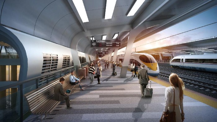 Desain Stasiun Kereta Cepat Jakarta-Bandung Ini adalah render desain stasiun kereta cepat Jakarta-Bandung