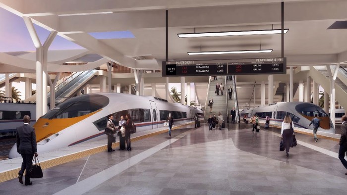 Ini adalah render desain stasiun kereta cepat Jakarta-Bandung