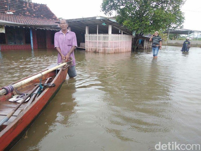 Kondisi Banjir di Desa Kasihan Kecamatan Sukolilo, Pati, Sabtu (20/2/2021).