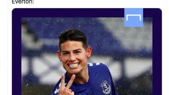 Berapa skor Liverpool vs Everton di Anfield? 0-2 kata James Rodriguez. Foto: Twitter