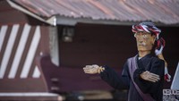 Patung Sigale-gale terpajang di Desa Wisata Tomok, Simanindo, Samosir, Sumatera Utara.