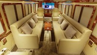 Yang berubah total adalah interiornya. Di dalamnya terdapat fasilitas yang seperti sebuah rumah mewah. Nuansa mewah terpancar dari ornamen wood panel walnut dengan pencahayaan LED, tirai manual, dan soundproof. Foto: Dok. BAV Luxury Auto Design