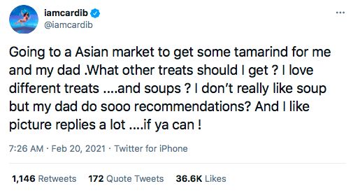 Cardi B ke Supermarket Asia, Netizen Sarankan Beli Kopiko dan Keripik Irvins