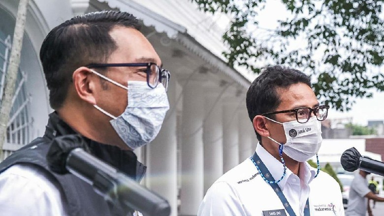 Menparekraf Sandiaga Uno menemui Gubernur Jabar Ridwan Kamil, Senin (22/2/2022). Menparekraf Sandiaga Uno menemui Gubernur Jabar Ridwan Kamil, Senin (22/2/2022).