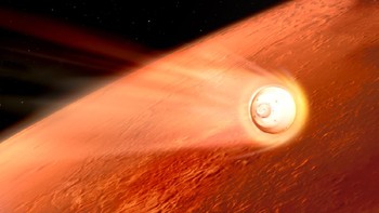 Setelah perjalanan sekitar 6 bulan, ini ilustrasi wahana Perseverance memasuki atmosfer Mars dan langsung bersiap melakukan pendaratan. Ia memasuki atmosfer Mars dengan kecepatan sekitar 19 ribu kilometer per jam dan harus bisa berhenti total 7 menit kemudian agar dapat mendarat dengan aman.  Foto: NASA