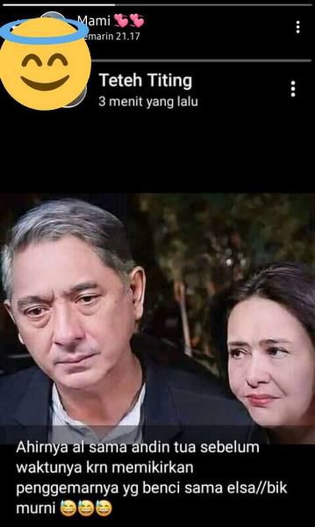 Nah ini versi editan emak-emak kalau Andin dan Aldebaran udah tua. Benar-benar deh kehaluannya tingkat tinggi ya.. Foto: Twitter/@txtdrstoryWA