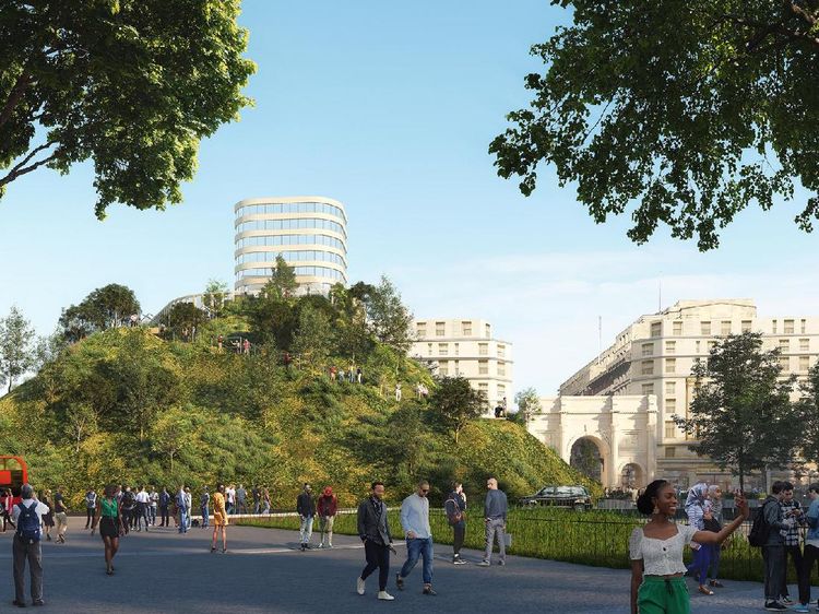 Rupa Konsep Bukit Buatan di Tengah Kota London