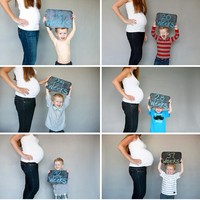 Foto before after hamil hingga melahirkan dari situs momtog ini bisa jadi inspirasi kamu yang ingin membuat foto hamil bersama anak pertama. Si kakak bisa diajak berpose bersama dari mulai kehamilan berusia 16 minggu hingga adiknya lahir. Foto: dok. momtog.com