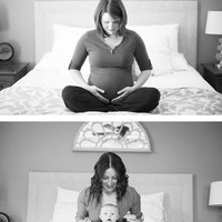 Lagi ini menjadi inspirasi buat kamu melakukan pemotretan hamil di rumah saja. Kamu cukup berpose di atas kasur sambil memegang kedua perut. Dan setelah melahirkan, kenakan busana serupa, jangan lupa ajak si bayi gemas untuk berfoto bersama. Foto: dok. Wes Eisenhauer Photography