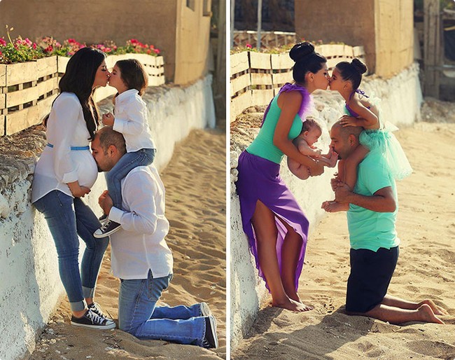 Bagi kamu yang menantikan kelahiran anak kedua, foto hamil berikut bisa disontek. Saat hamil lakukan pemotretan bersama si sulung dan ayah. Dan setelah melahirkan lakukan pose serupa hanya saja perut hamil diganti dengan sang bayi. Foto: dok. Whittaker Portraits