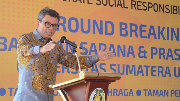 Bank BTN terus berkomitmen untuk mendorong kemajuan pendidikan tinggi di Sumatera Utara. Revitalisasi USU menjadi salah satu buktinya.

Plt. Direktur Utama Bank BTN Nixon LP Napitupulu bersama Rektor Universitas Sumatera Utara (USU) Muryanto Amin melakukan peletakan batu pertama pembangunan sarana dan prasarana sebagai tanda  revitalisasi pada beberapa fasilitas di USU, Sumatera Utara (24/2).