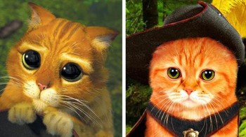 Si kucing Puss in Boots dari film Shrek 2. Foto: Brightside