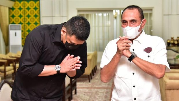 Gubsu Edy Rahmayadi bertemu Walkot Medan terpilih Bobby Nasution (Foto: dok. Diskominfo Sumut)