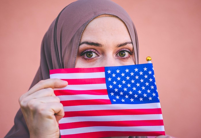Woman with flag