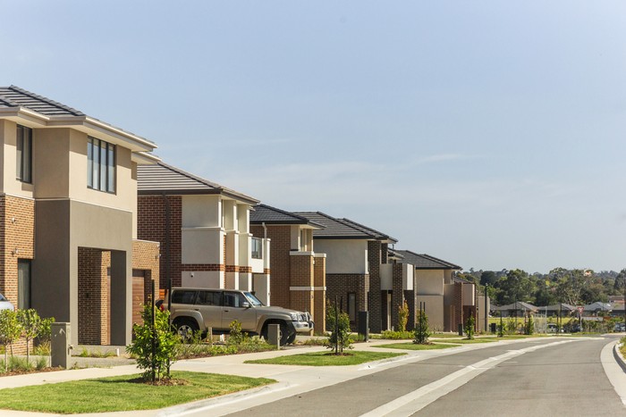 New housing estate in Australia growing city Melbourne. New development are constantly going up throughout the suburbs of Melbourne and many other capital cities around Australia.