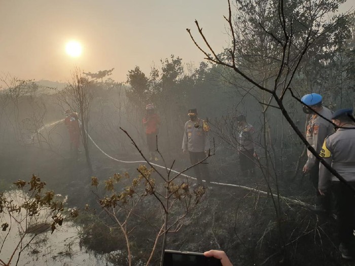 Kapolda Kepri nterjun langsung ke lokasi pemadaman karhutla di Pulau Galang