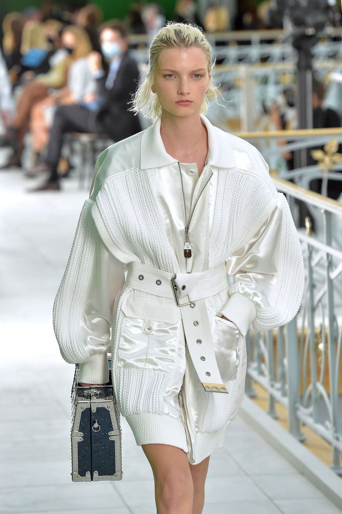 PARIS, FRANCE - OCTOBER 06: A model walks the runway during the Louis Vuitton Womenswear Spring/Summer 2021 show as part of Paris Fashion Week on October 06, 2020 in Paris, France. (Photo by Dominique Charriau/Getty Images )