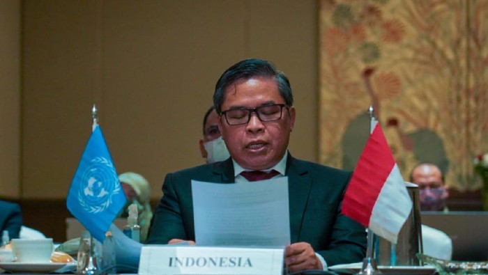 Wakil Menteri Lingkungan Hidup dan Kehutanan (Wamen LHK) Alue Dohong di Sidang UNEA-5