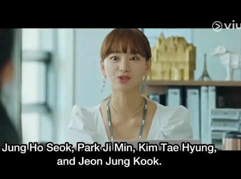 Tak hanya eksis di dunia nyata, BTS juga populer dalam drama Korea. Ada saja hal berbau BTS yang disebut dalam drama Korea seperti lagu dan nama membernya. Bahkan, ada karakter drama Korea yang berperan sebagai penggemar BTS