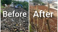 Tumpukkan sampah ditanah seluas 1.500 meter persegi ini sudah terjadi bertahun-tahun lalu namun didiamkan oleh pihak Kelurahan Sukamaju Baru.