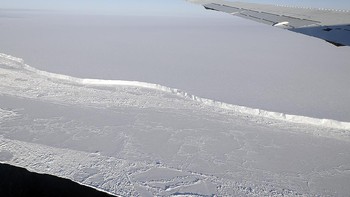 Ini adalah Brunt Ice Shelf yang menjadi induk pecahan gunung es tersebut. Ada kemungkinan juga terbelahnya gunung es berukuran masif ini akan memicu bagian lain dari lapisan es untuk terpecah. Waktu yang akan memberitahu apakah hal ini akan memicu lebih banyak kepingan terpecah dalam beberapa hari atau minggu, kata Prof Adrian Luckman dari Swansea University. Foto: British Antartic Survey