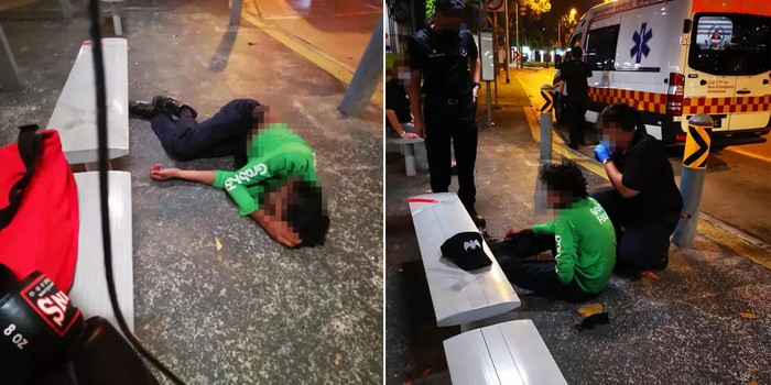 Kelelahan Kerja, Ojol Pengantar Makanan Ini Pingsan di Halte Bus!
