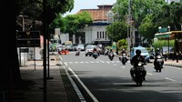 Jika dilihat dari video yang viral, lokasi pemotor yang ditendang Paspampres berada di dekat gedung Krida Bhakti milik Kementerian Sekretariat Negara (Kemensetneg). (Foto: Andhika Prasetia/detikcom)