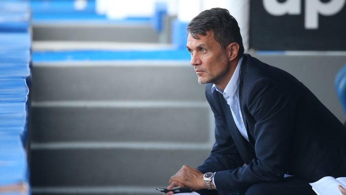 LECCE, ITALY - JUNE 22: Paolo Maldini of Milan during the Serie A match between US Lecce and  AC Milan at Stadio Via del Mare on June 22, 2020 in Lecce, Italy. (Photo by Maurizio Lagana/Getty Images)