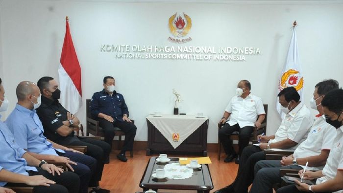 Bambang Soesatyo Ketum PP IMI Bambang Soesatyo bertemu Ketum KONI Pusat MArciano Norman.