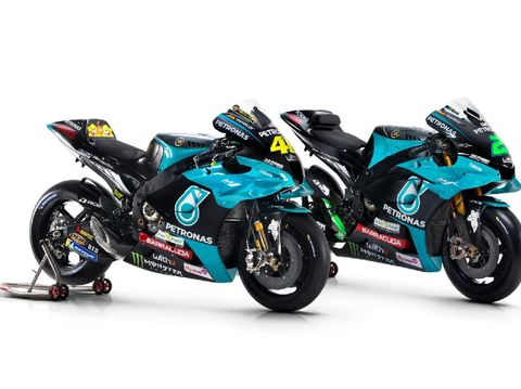 Motor YZR M1 Rossi (kiri) dan Franco Morbidelli (kanan) untuk musim MotoGP 2021