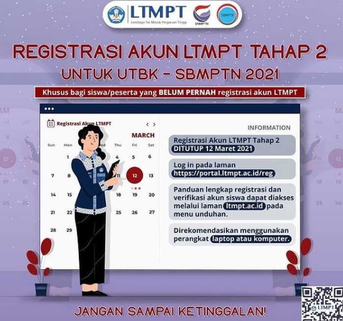 Mau Ikut SBMPTN 2021? Ini Cara Registrasi Akun LTMPT Tahap Dua