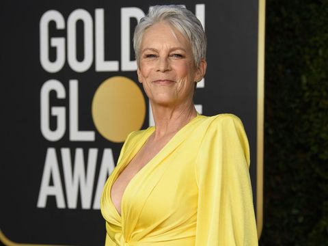 Jamie Lee Curtis arrives at the 78th Annual Golden Globe Awards at the Beverly Hilton in Beverly Hills, CA on Sunday, February 28, 2021.