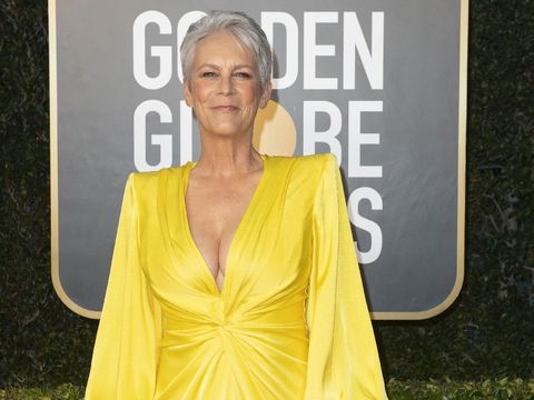 Jamie Lee Curtis arrives at the 78th Annual Golden Globe Awards at the Beverly Hilton in Beverly Hills, CA on Sunday, February 28, 2021.