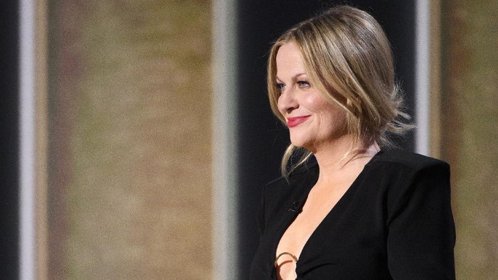 Amy Poehler hosts at the 78th Annual Golden Globe Awards at the Beverly Hilton in Beverly Hills, CA on Sunday, February 28, 2021.