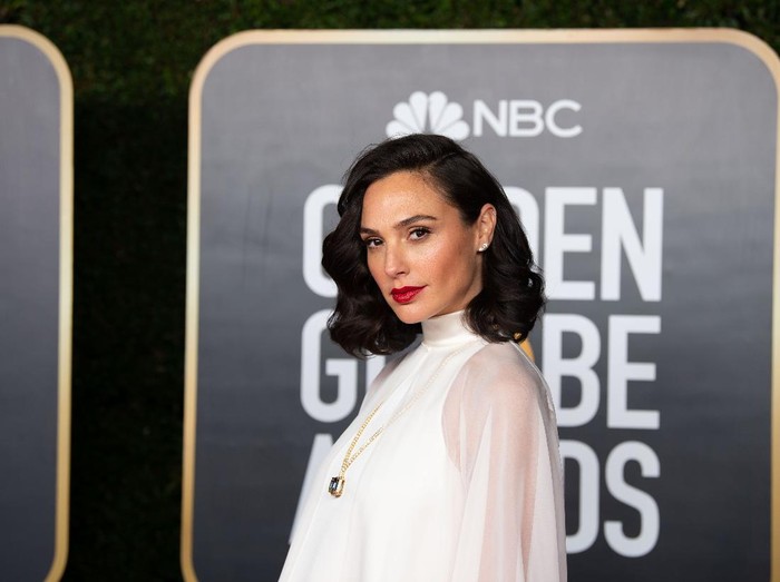 Gal Gadot arrives at the 78th Annual Golden Globe Awards at the Beverly Hilton in Beverly Hills, CA on Sunday, February 28, 2021.