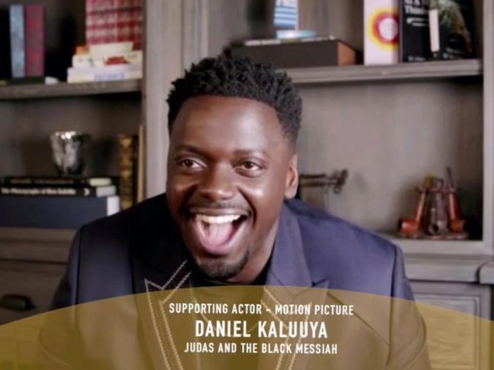 78th ANNUAL GOLDEN GLOBE AWARDS -- Pictured in this screen grab: Daniel Kaluuya, winner of Best Actor in a Supporting Role in Any Motion Picture for “Judas and the Black Messiah”, speaks at the 78th Annual Golden Globe Awards on February 28, 2021. -- (Photo by: NBC)