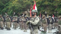 Kombes M Guntur selaku Dansatgas Nemangkawi melaksanakan Upacara Pemberangkatan Satuan Tugas Ops Nemangkawi 2021 di Lapangan Mako Korbrimob Polri, Rabu (24/2) lalu (Instagram @paspelopor_id)