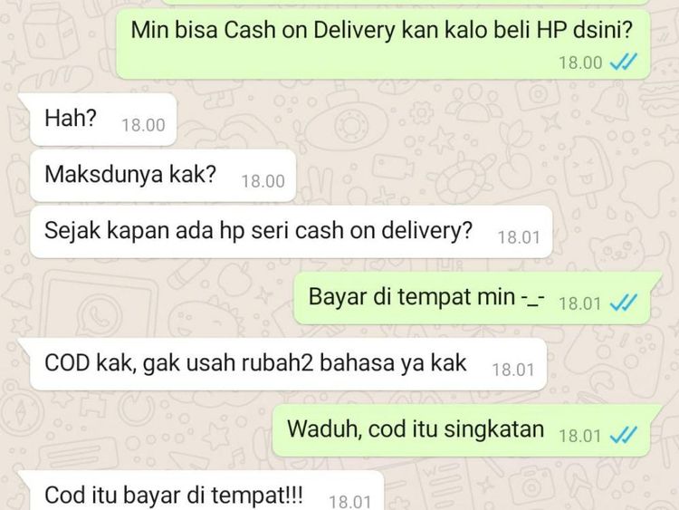 6 Chat Membingungkan di Olshop Pakai Bahasa Inggris, Lucunya Bikin Gelay