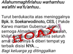 Kabar Soekarwo Meninggal Hoaks, Ini Kebenarannya